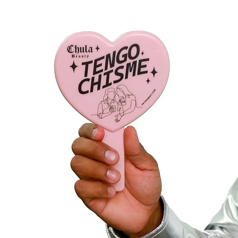Chula Beauty 'Tengo Chisme' -  Pink Heart Shaped Makeup Hand Mirror Travel Friendly (LIMITED EDITION)