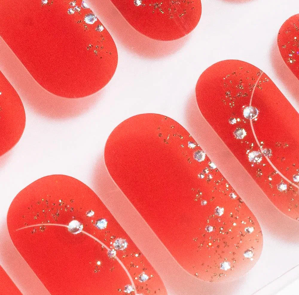 Candied Nails Red Shimmer Gel Nails