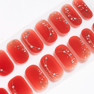 Candied Nails Red Shimmer Gel Nails - Image 1