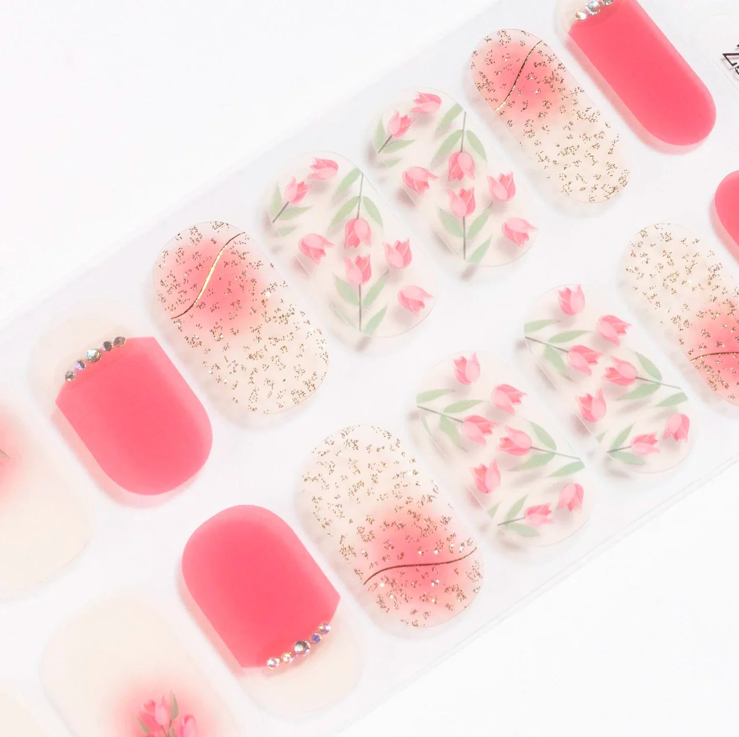 Candied Nails Pink Tulips Gel Nails