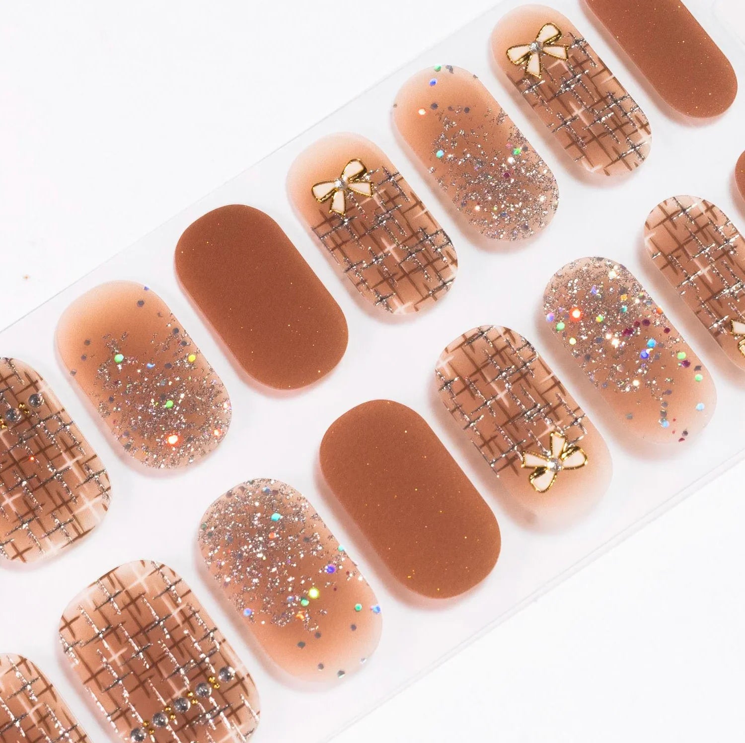 Candied Nails Bows in Tan Gel Nails