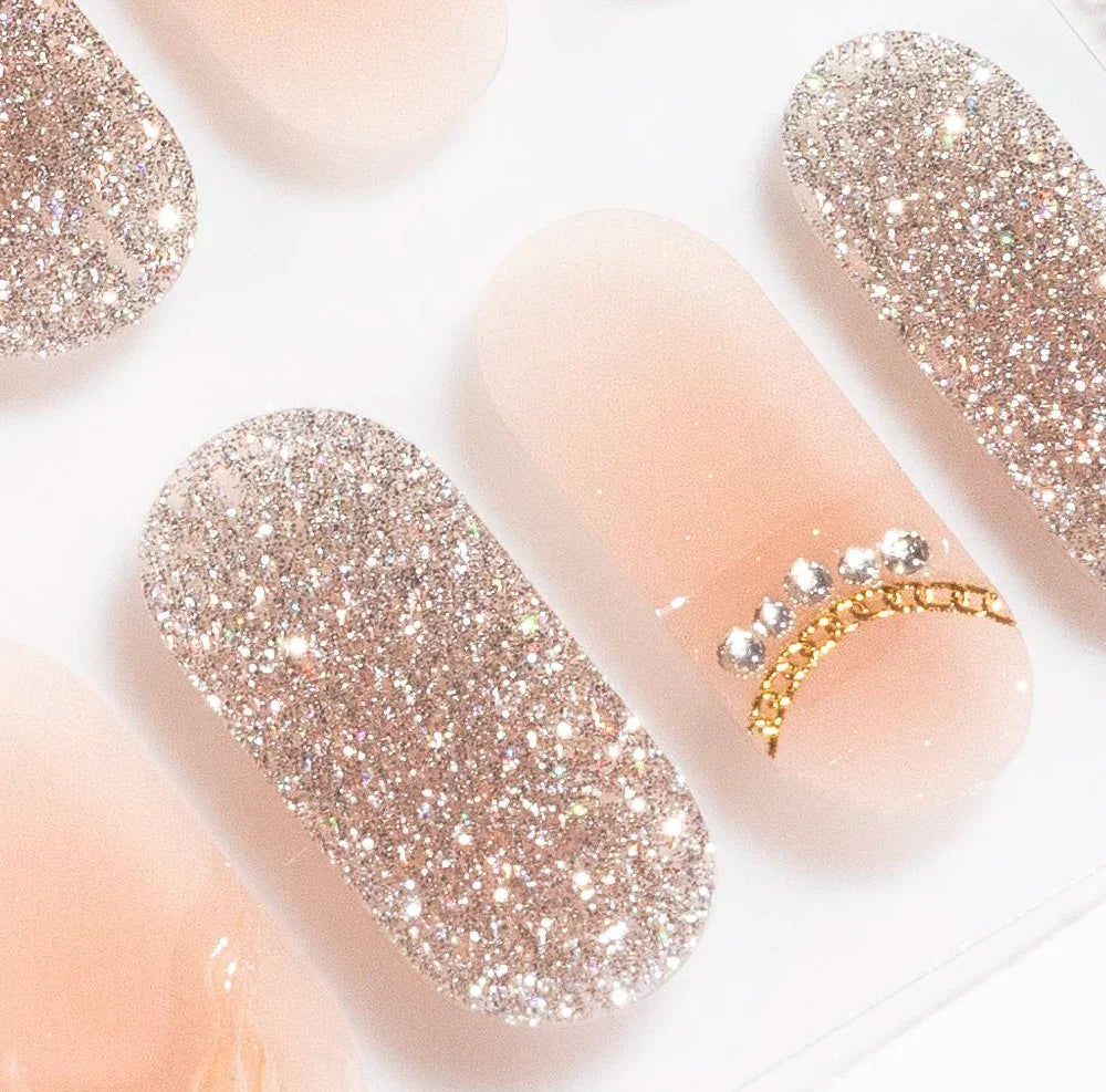 Candied Nails Glitter Peach Gel Nails