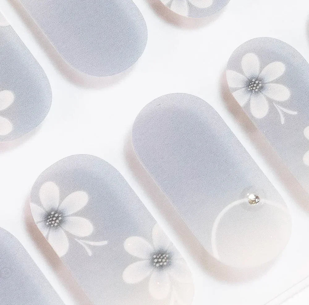 Candied Nails Blue Floral Gel Nails