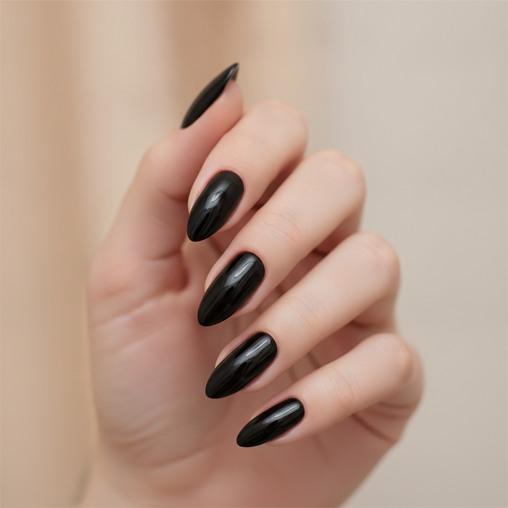 Jet black almond gloss