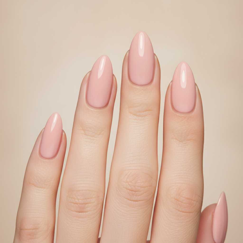 Glossy blush pink almond
