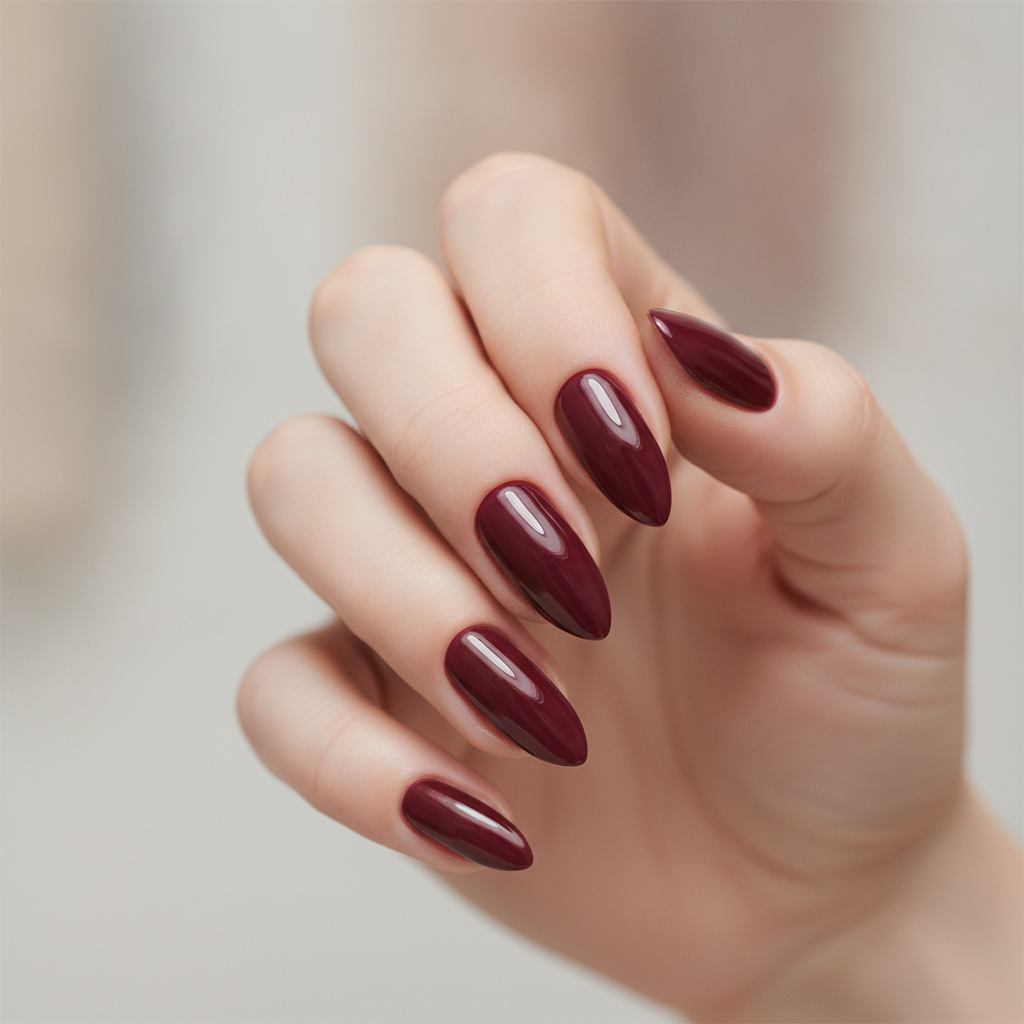 Deep burgundy almond