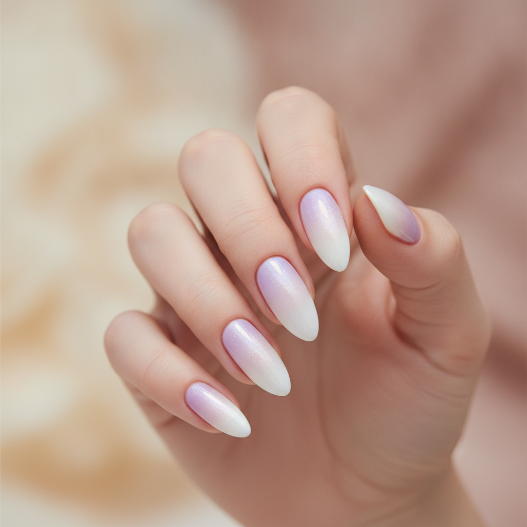 Lilac-to-white ombre almond