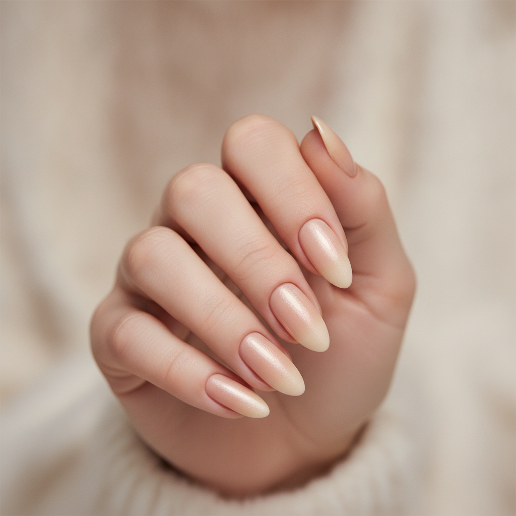 Nude-to-champagne ombre almond