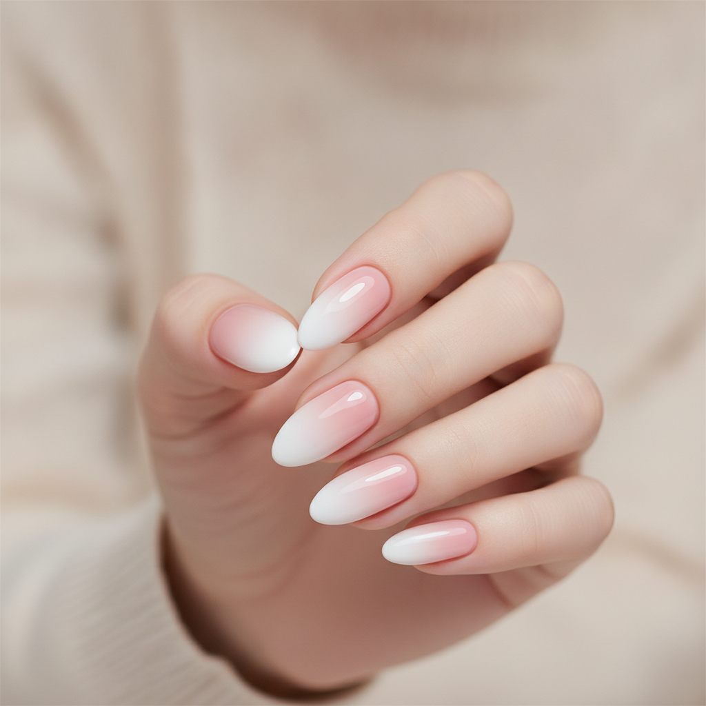 Blush-to-white ombre almond