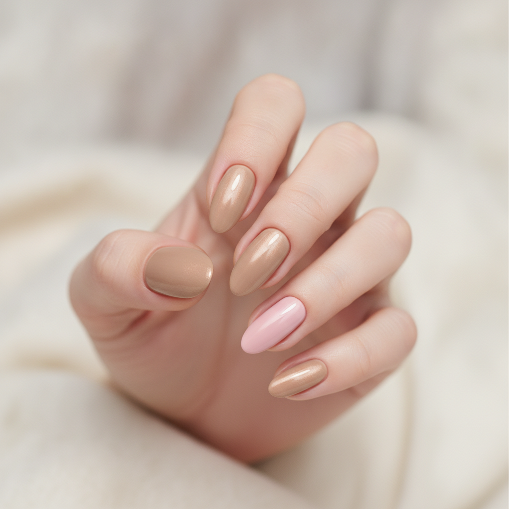 Champagne almond with twin blush accents
