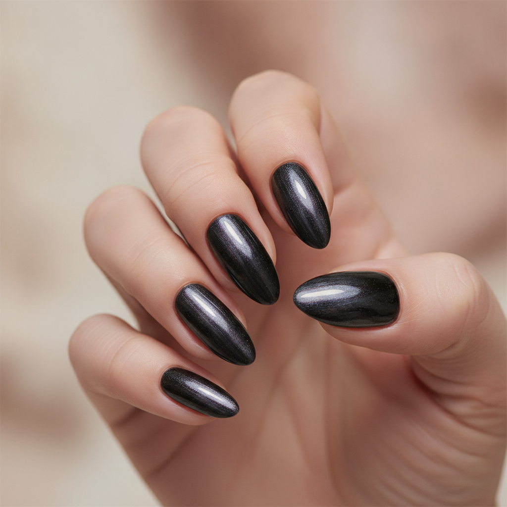 Black cat-eye with chrome flash