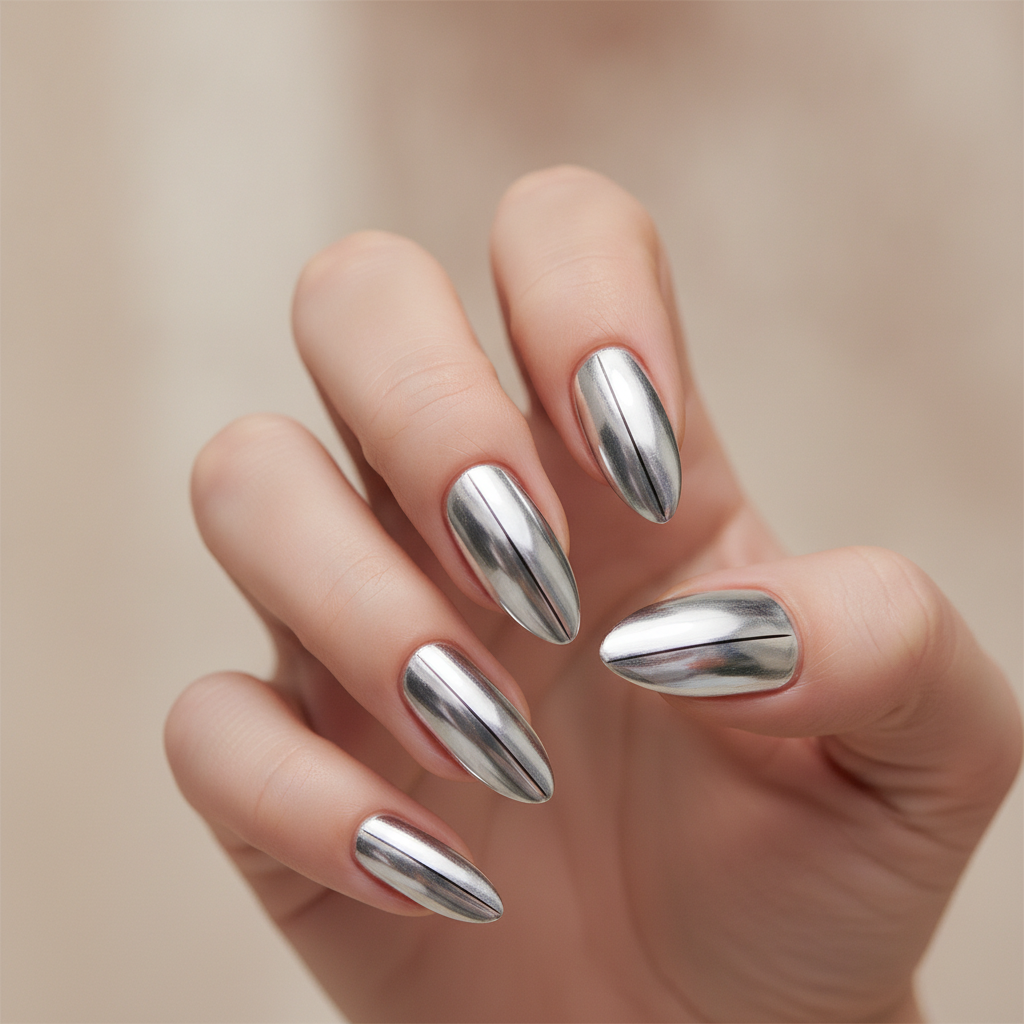 Silver chrome with cat-eye line