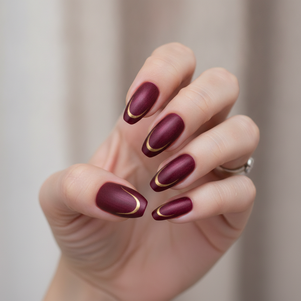 Burgundy with gold cat-eye line