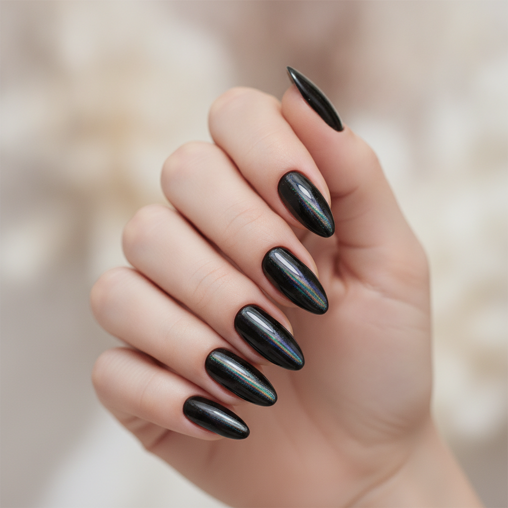 Black cat-eye with holographic flash