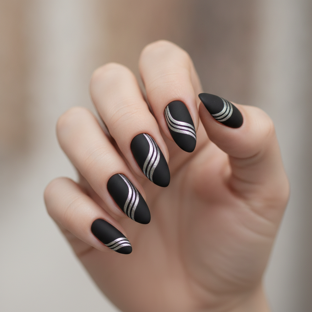 Matte black with glossy cat-eye line