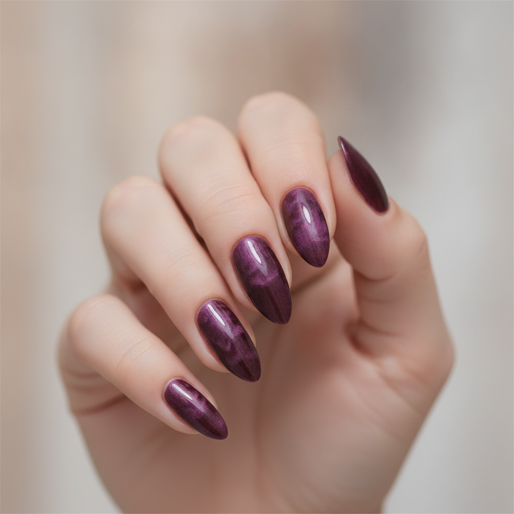 Plum velvet cat-eye sheen