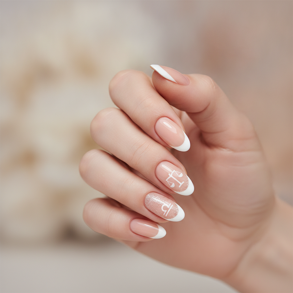 Nude with classic white French tips