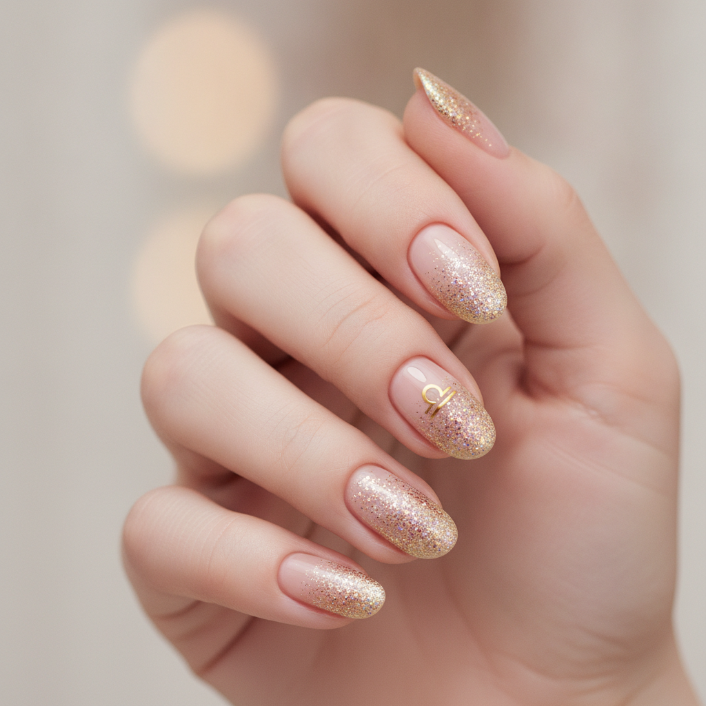Champagne glitter ombré tips