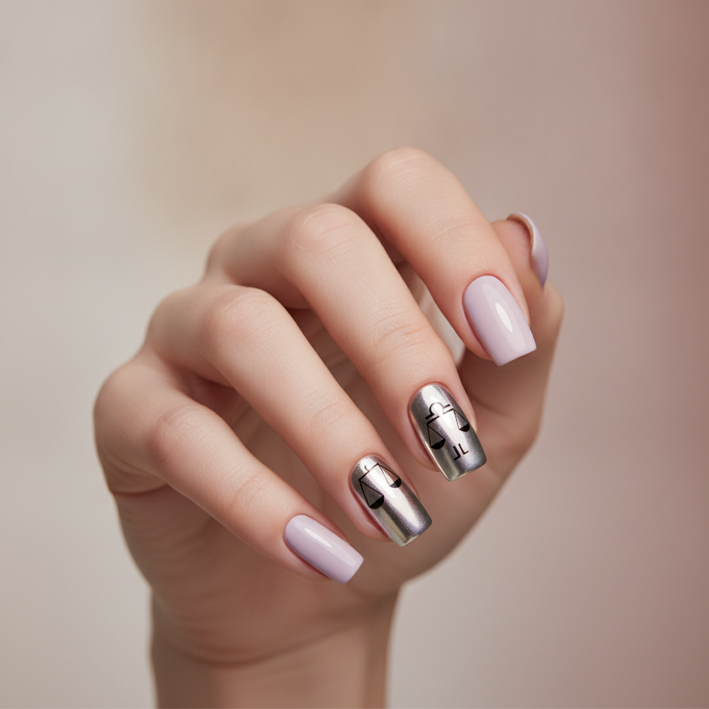 Lilac with chrome accent nails