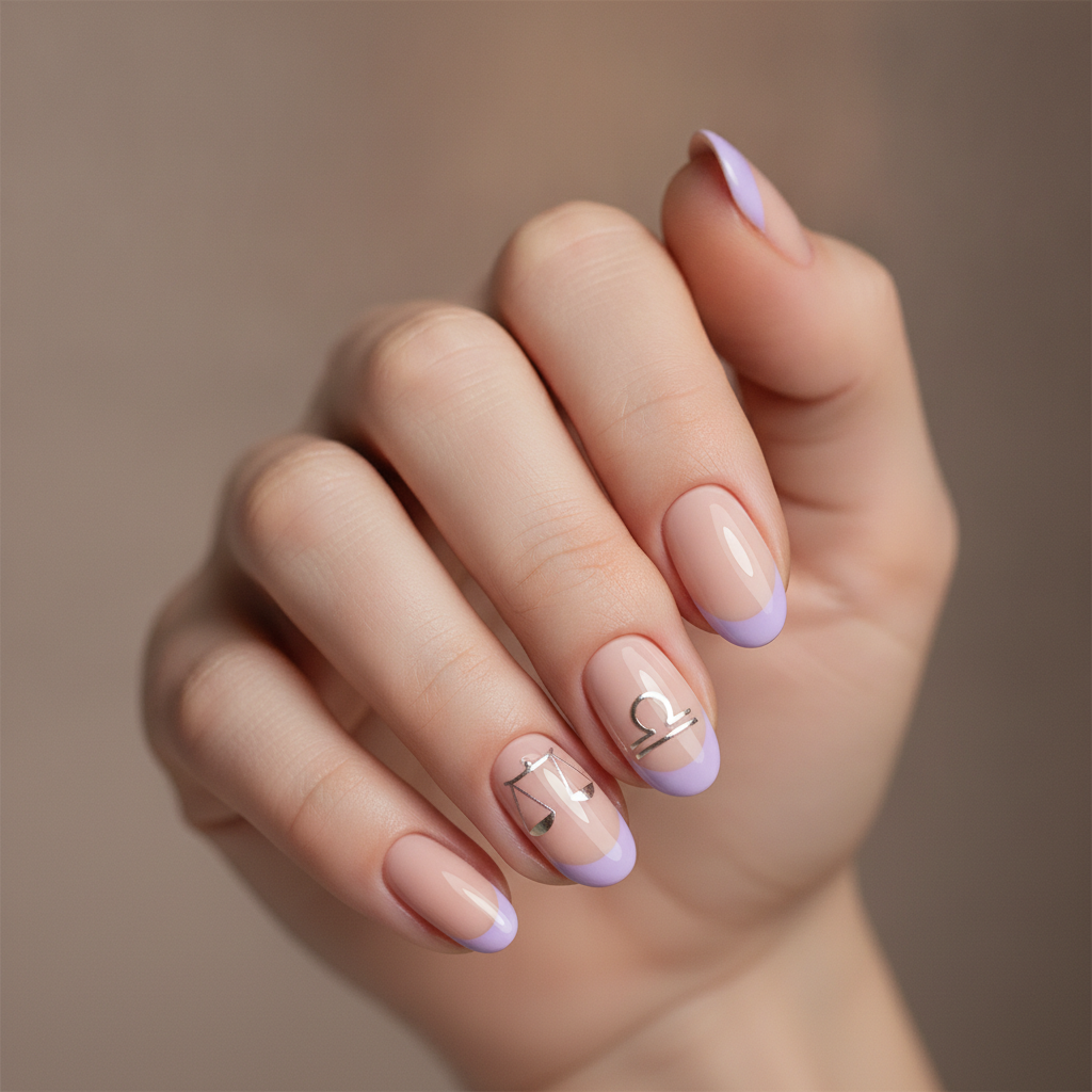 Nude with soft lilac French tips