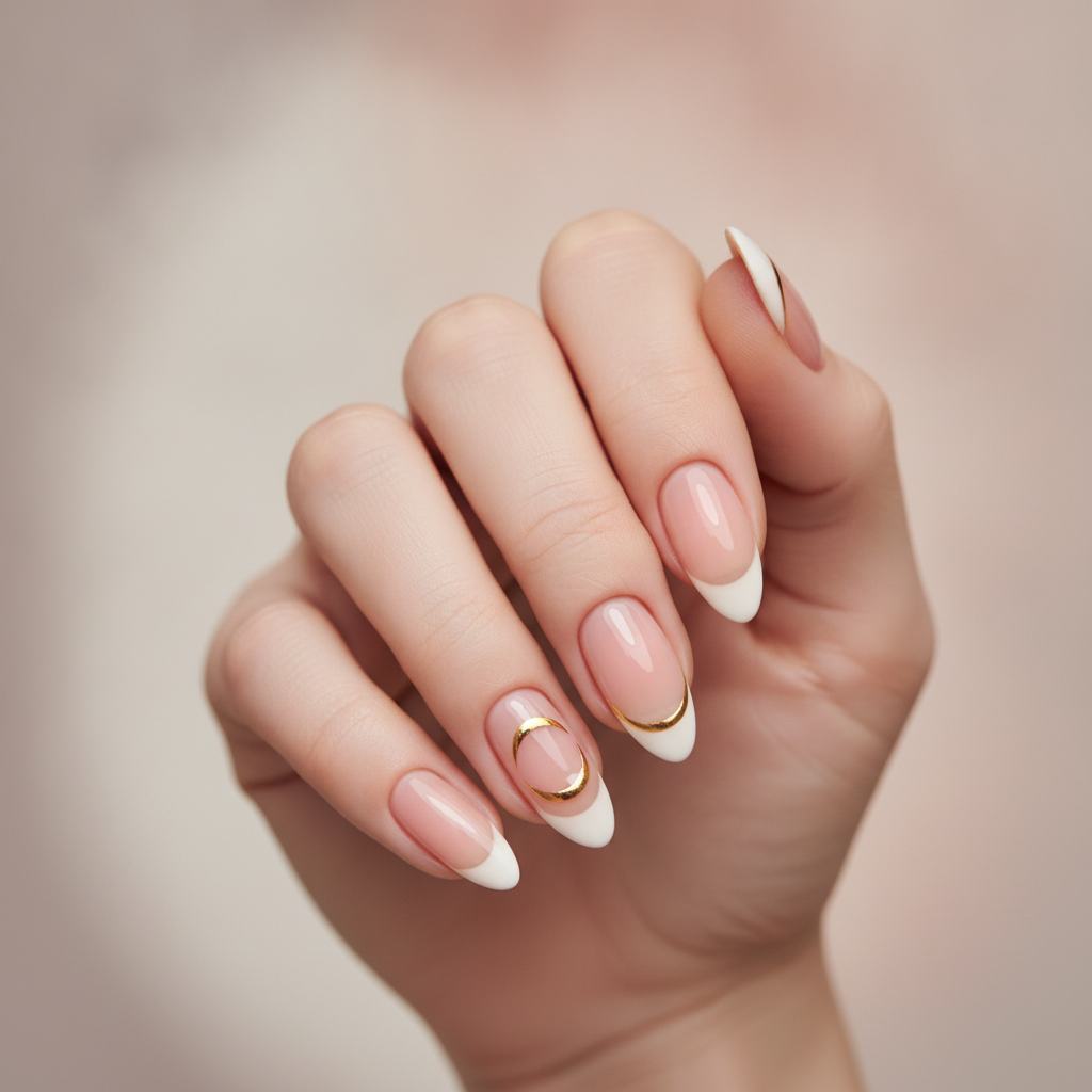 Negative space with twin arc accents