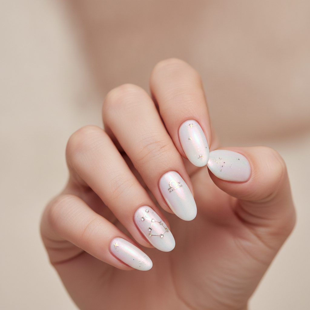 Pearl white with soft chrome dust