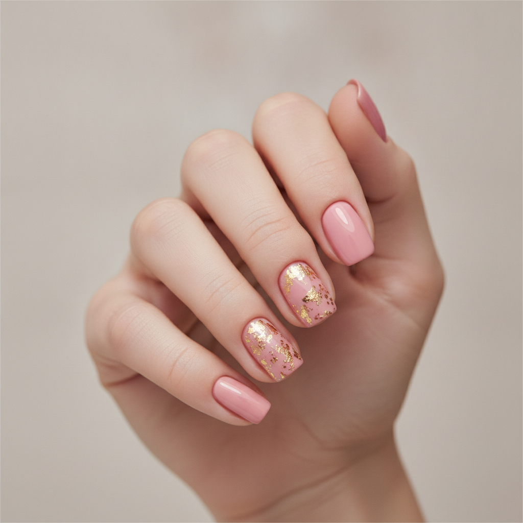 Blush pink with rose-gold foil accents