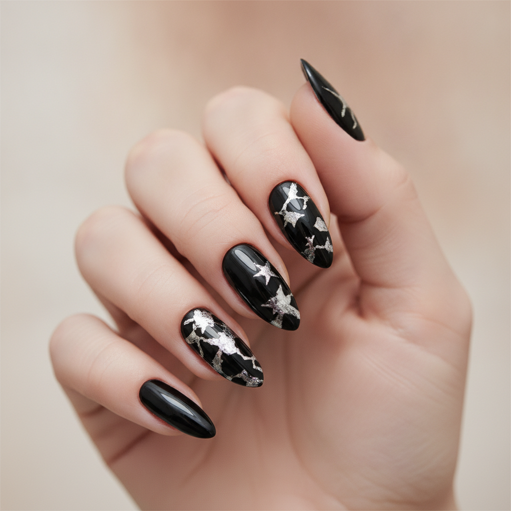 Black with silver chrome accents