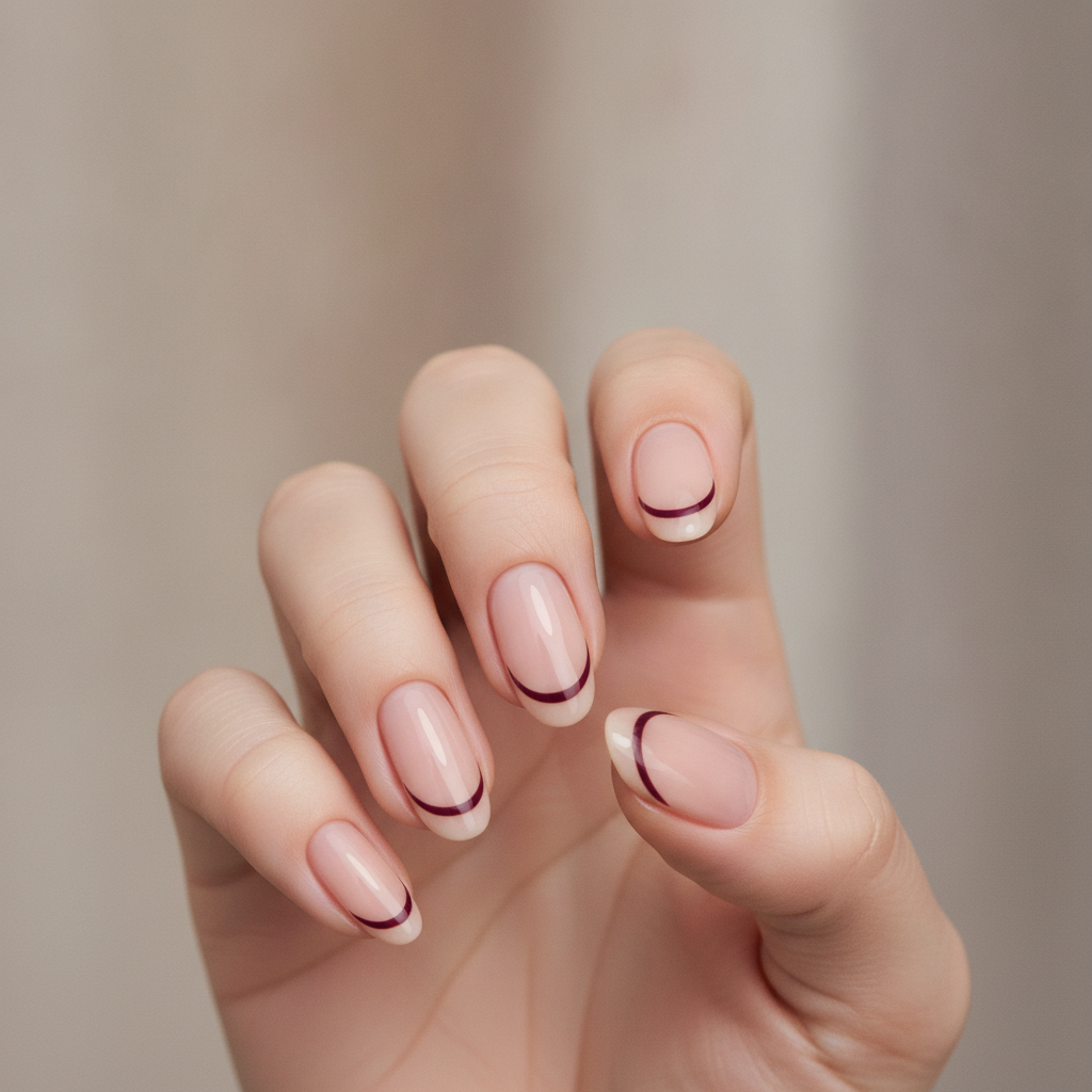 Negative space with wine arc accents