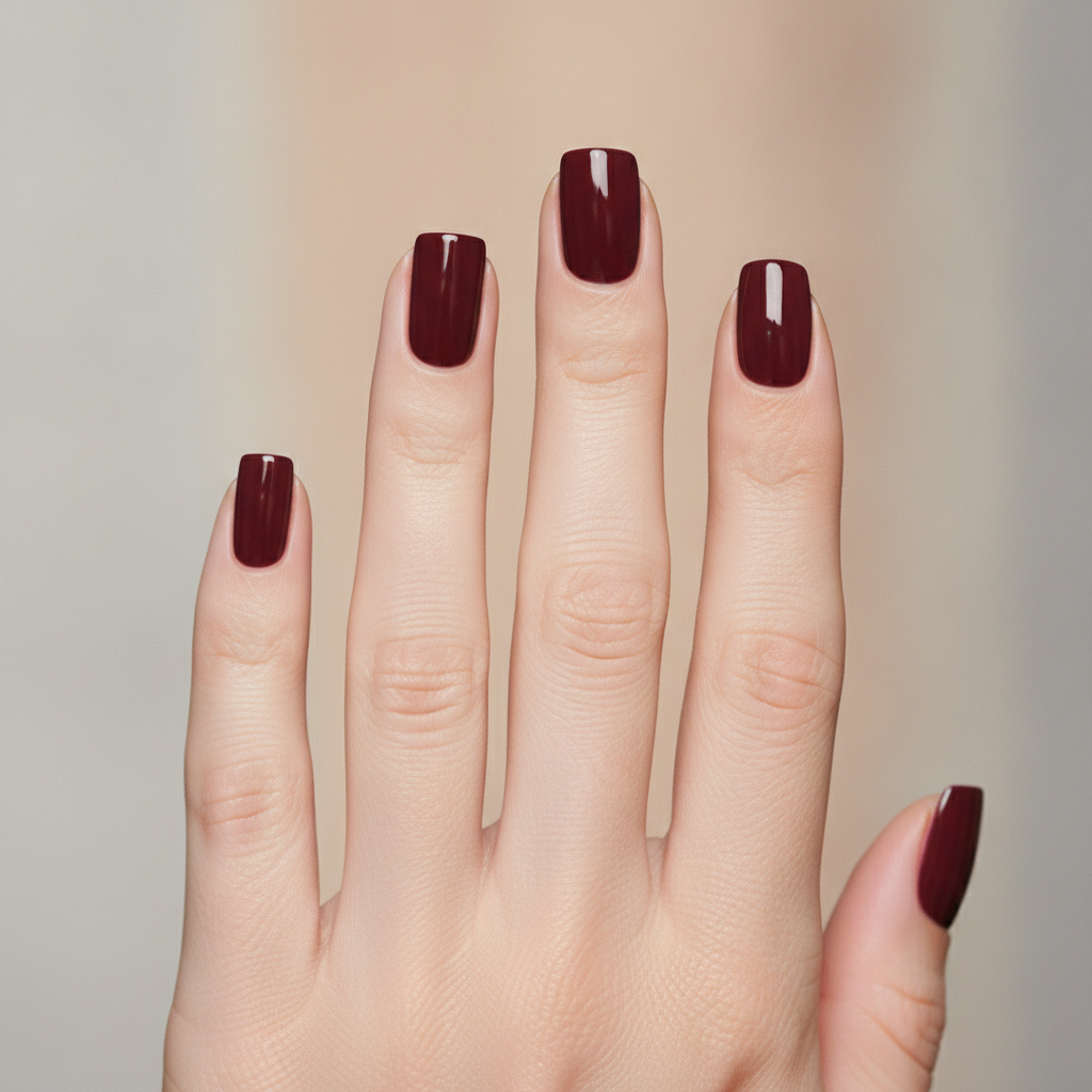 Short square deep burgundy